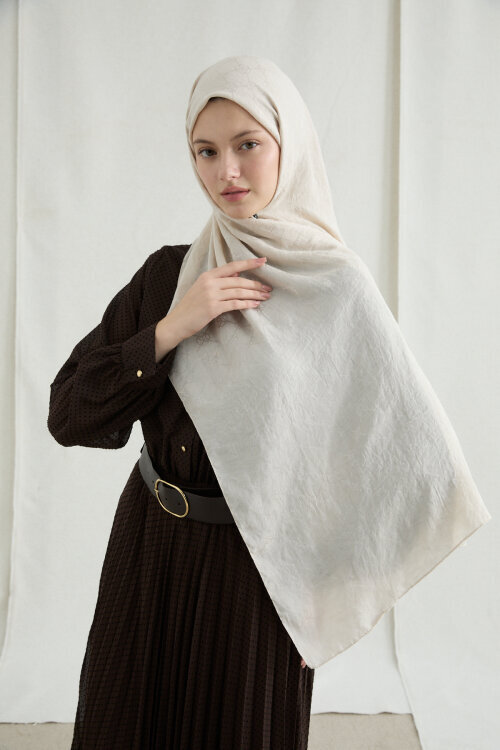 İtalyan Jakar Şal Monogram Desen - Taş - Camellia Scarfs (1)