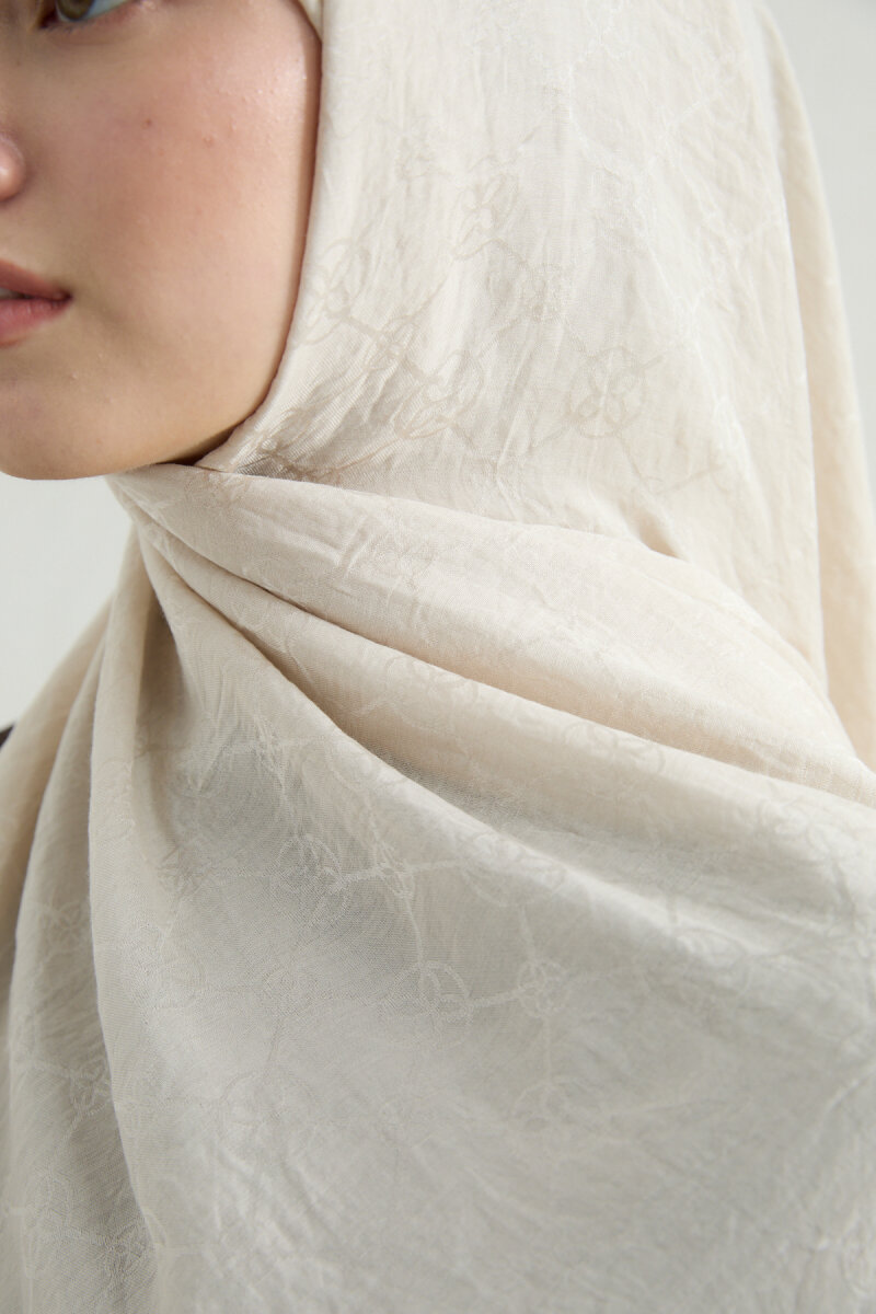 İtalyan Jakar Şal Monogram Desen - Taş - 4