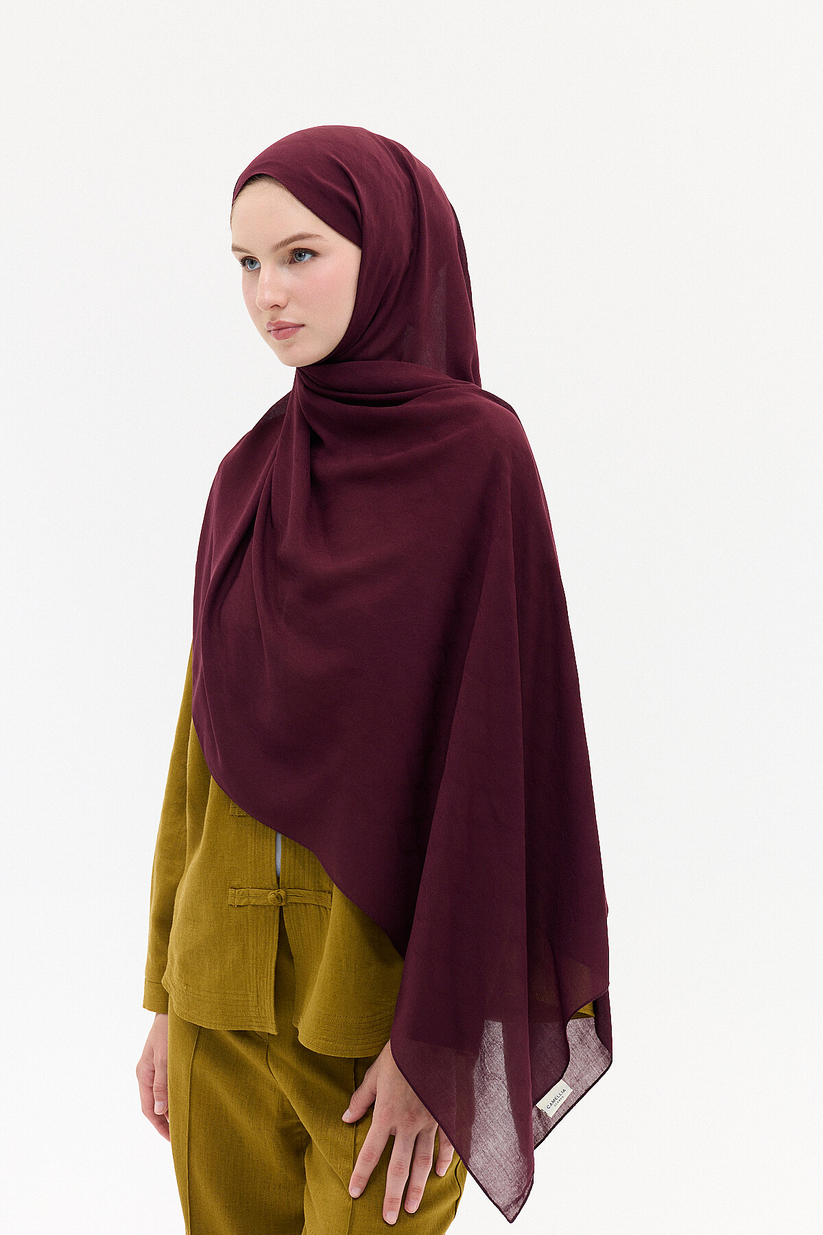 Jakar Rami Şal Baklava Desen - Bordo - Camellia Scarfs