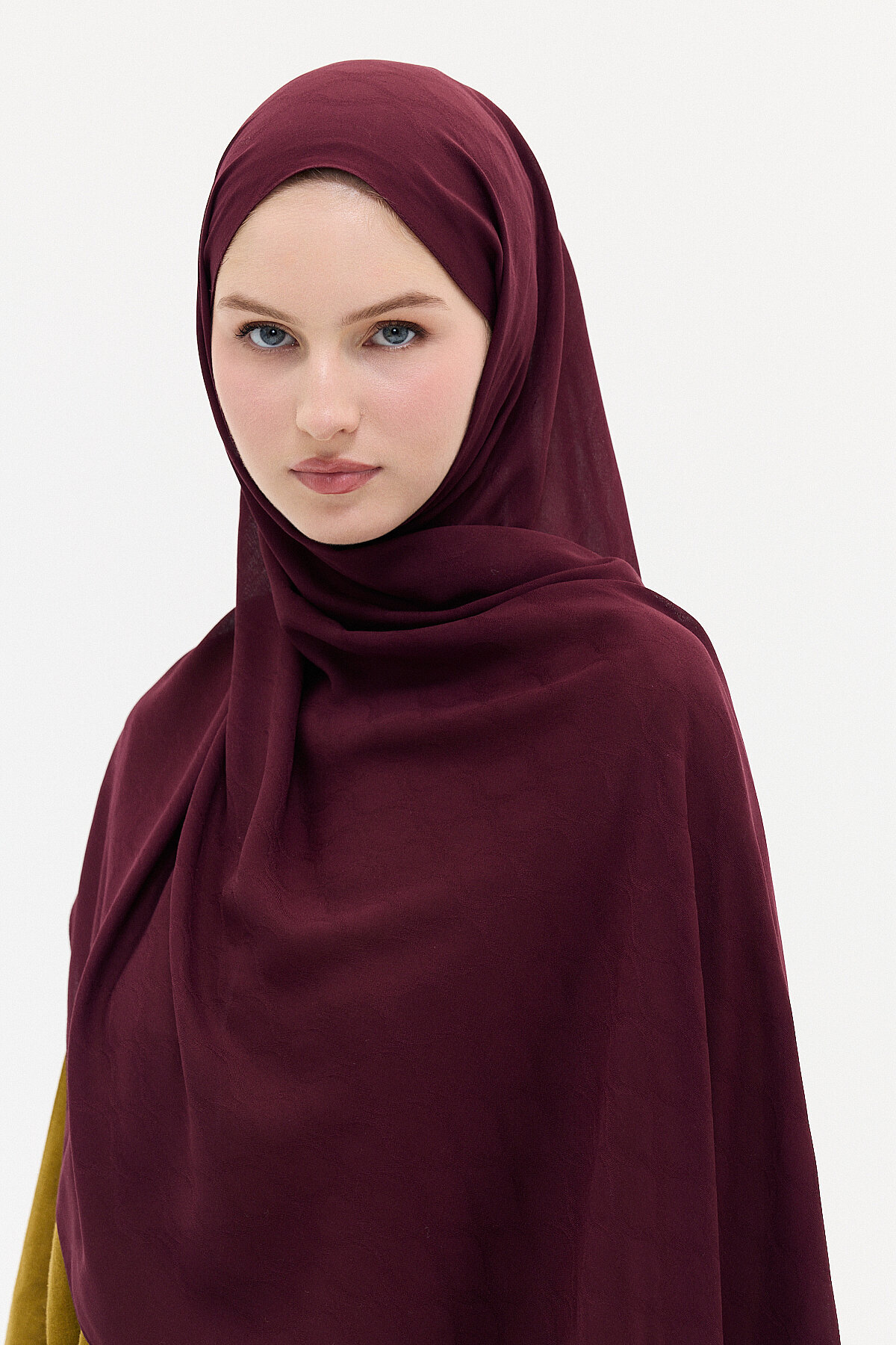 Jakar Rami Şal Baklava Desen - Bordo - Camellia Scarfs (1)