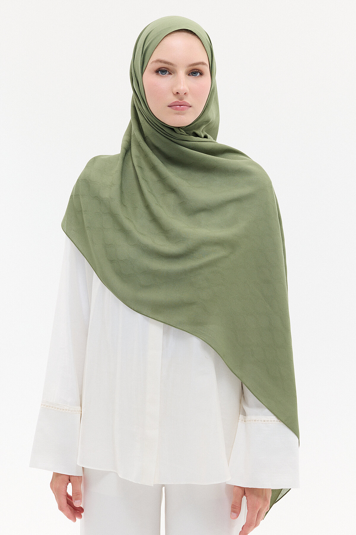 Jakar Rami Şal Baklava Desen - Yeşil - Camellia Scarfs