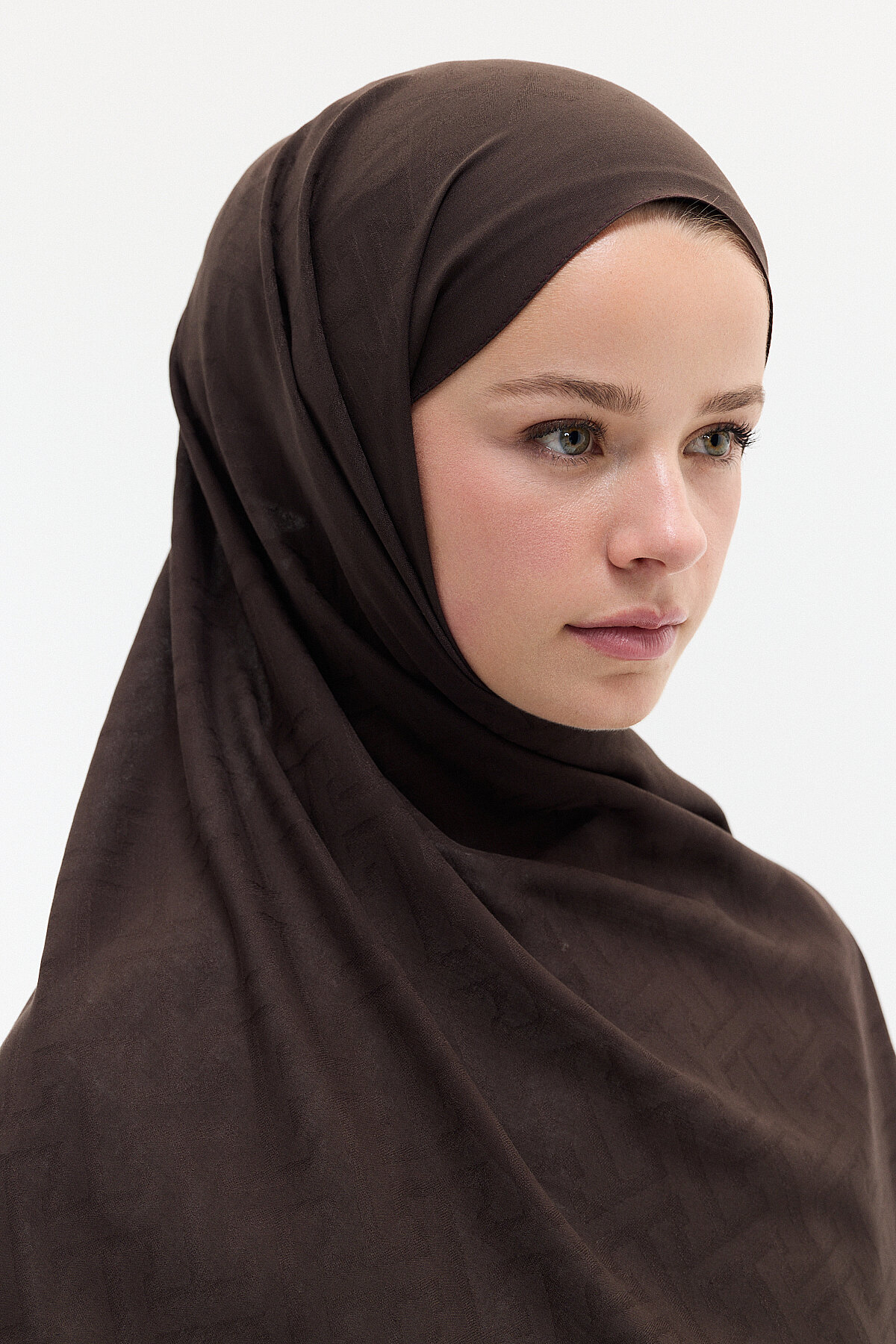 Jakar Rami Şal Labirent Desen - Acı Kahve - Camellia Scarfs (1)
