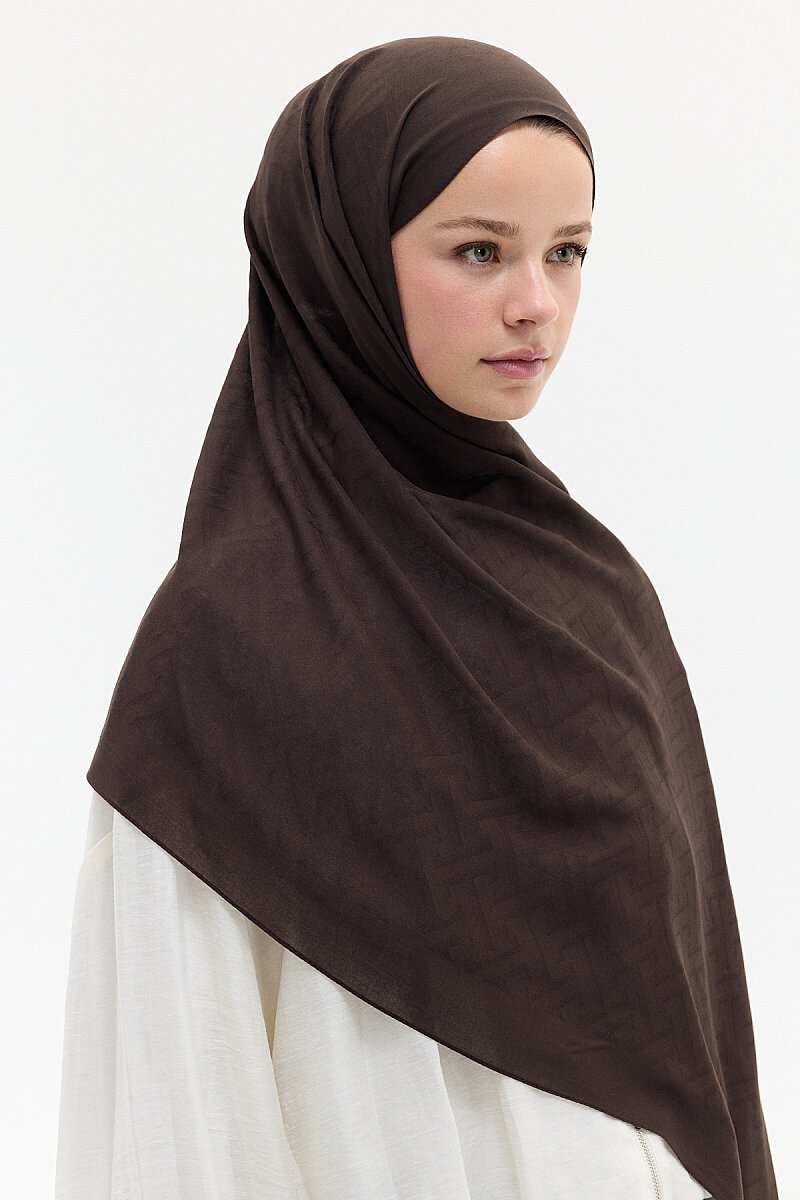Jakar Rami Şal Labirent Desen - Acı Kahve - 3