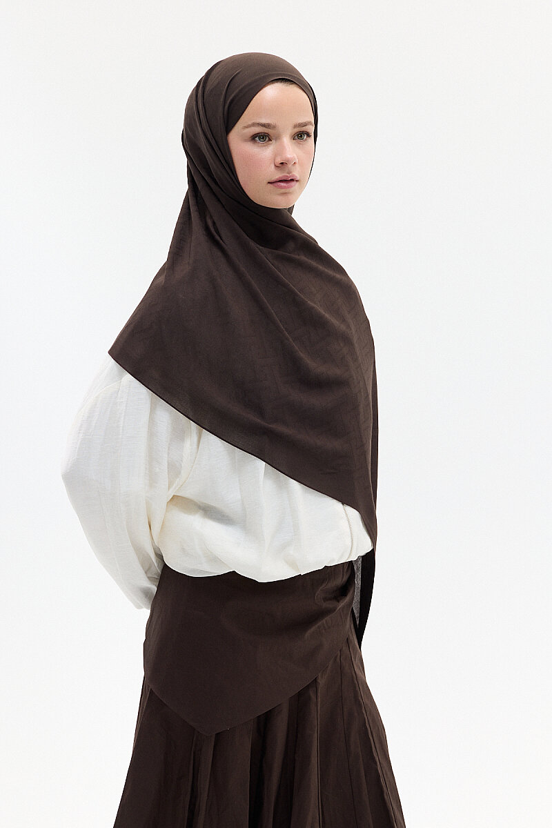 Jakar Rami Şal Labirent Desen - Acı Kahve - 4