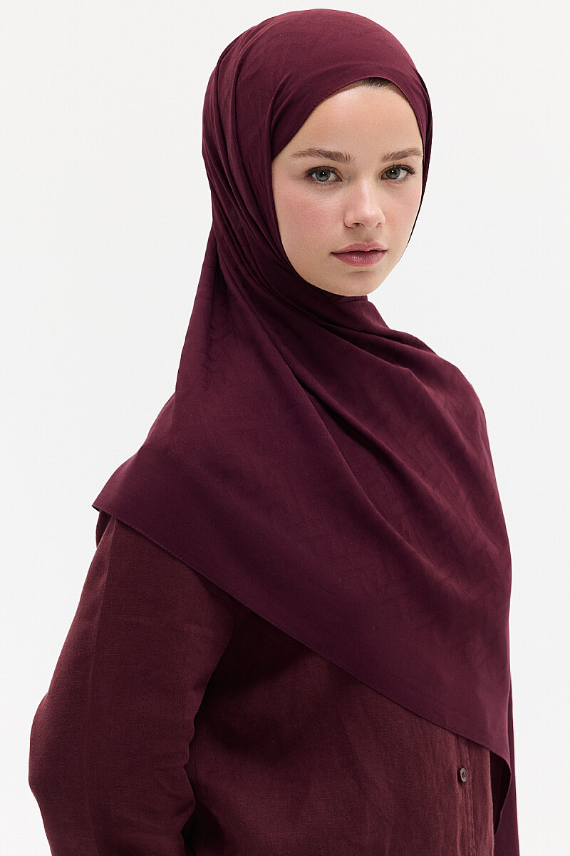 Jakar Rami Şal Labirent Desen - Bordo - 2