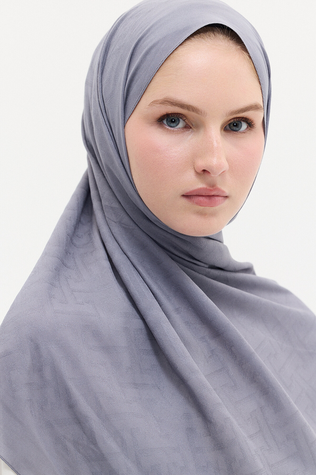 Jakar Rami Şal Labirent Desen - Gri - Camellia Scarfs (1)