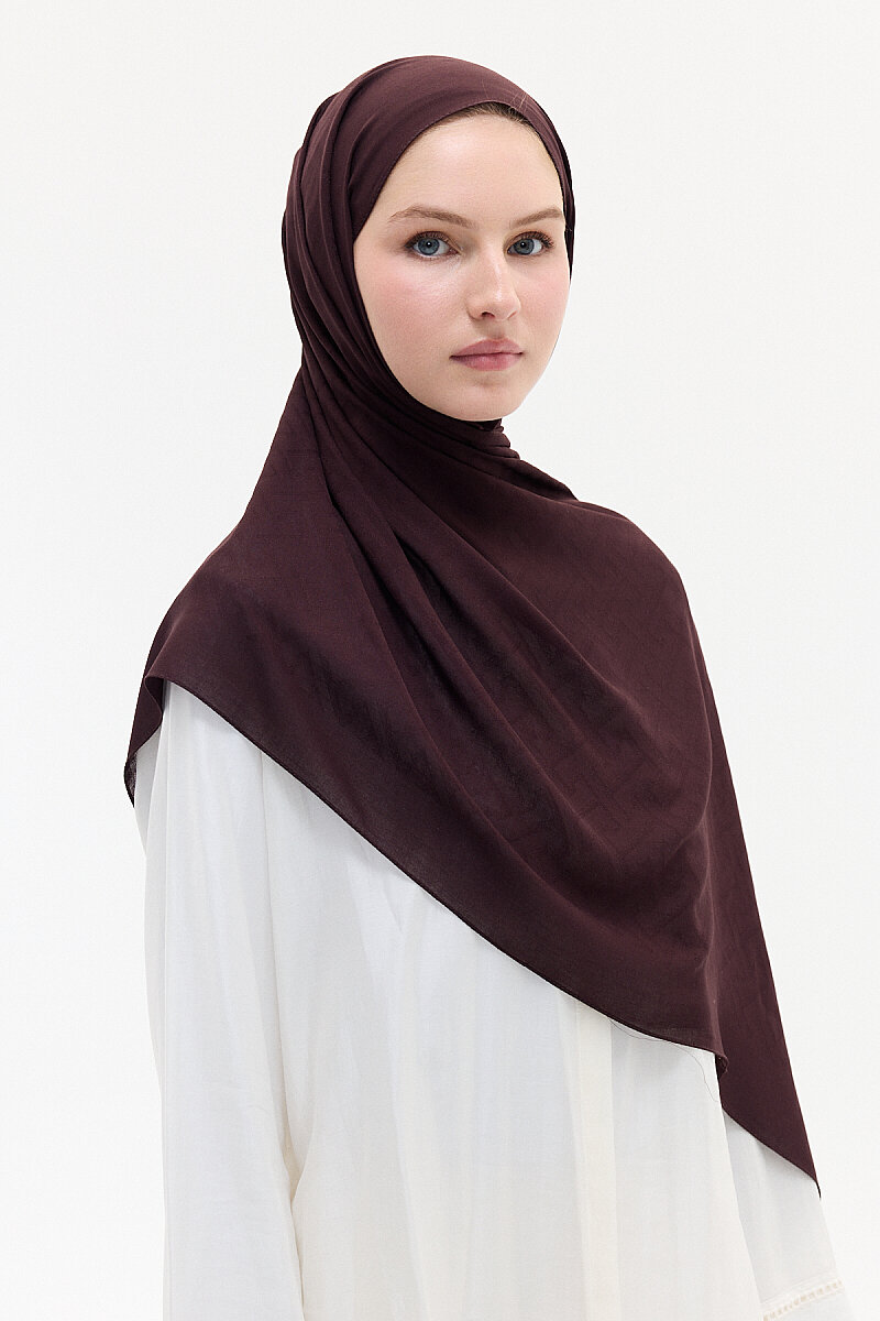 Jakar Rami Şal Labirent Desen - Kahve - 4