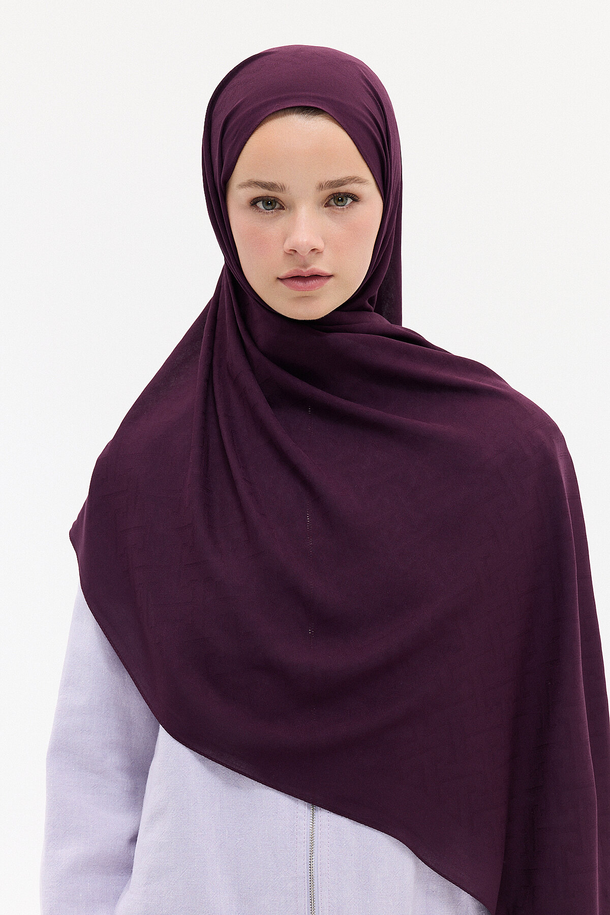 Jakar Rami Şal Labirent Desen - Mürdüm - Camellia Scarfs (1)
