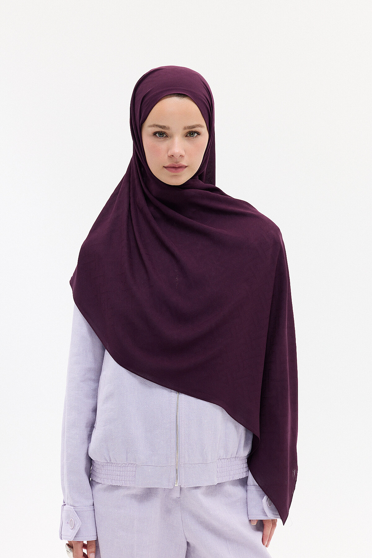 Jakar Rami Şal Labirent Desen - Mürdüm - Camellia Scarfs