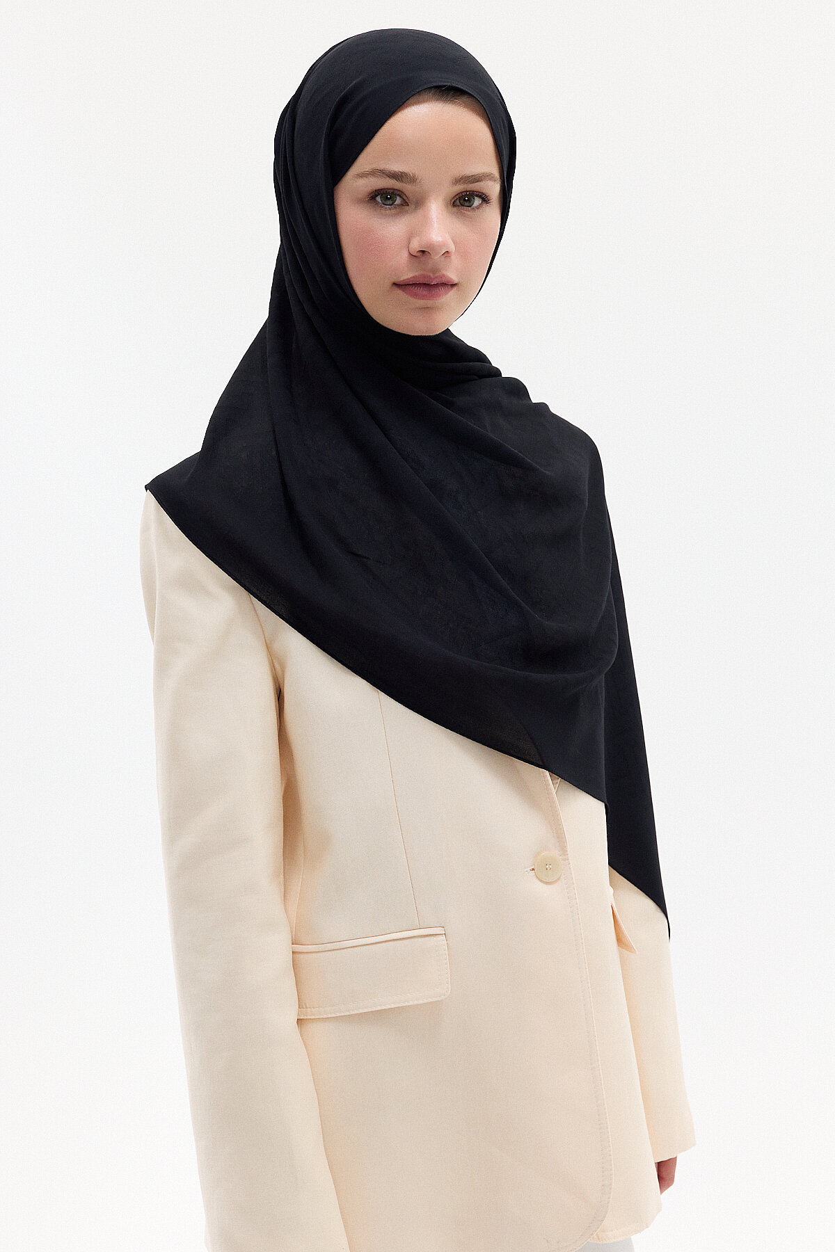 Jakar Rami Şal Labirent Desen - Siyah - Camellia Scarfs (1)