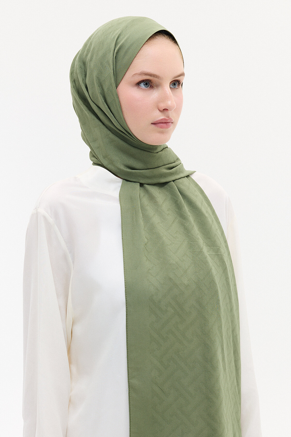 Jakar Rami Şal Labirent Desen - Yeşil - Camellia Scarfs (1)