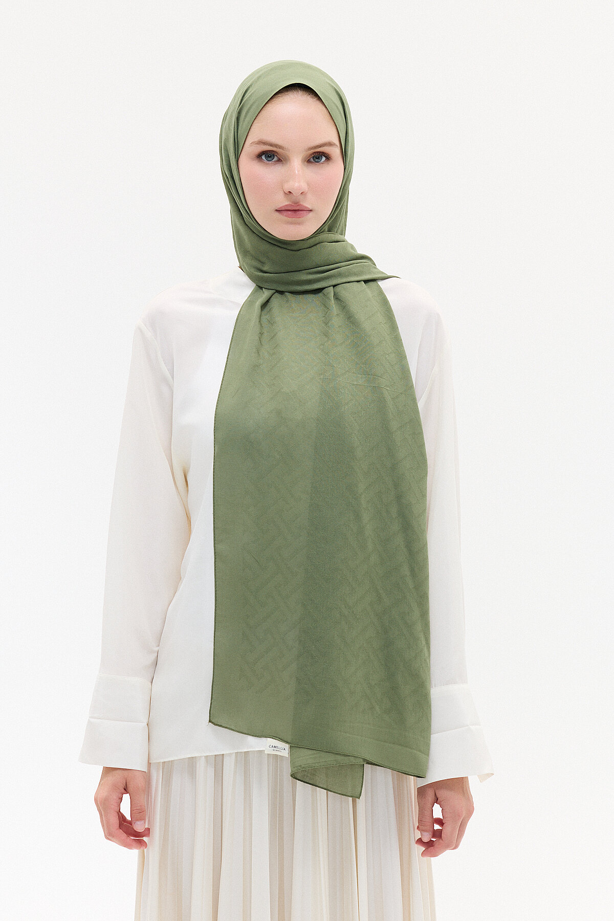 Jakar Rami Şal Labirent Desen - Yeşil - Camellia Scarfs
