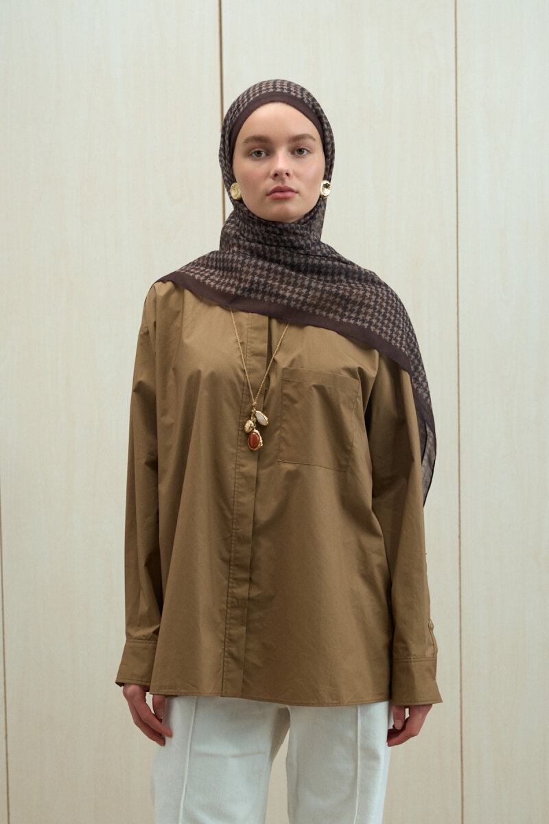 Kazayağı Rami Şal - Acı Kahve - 1