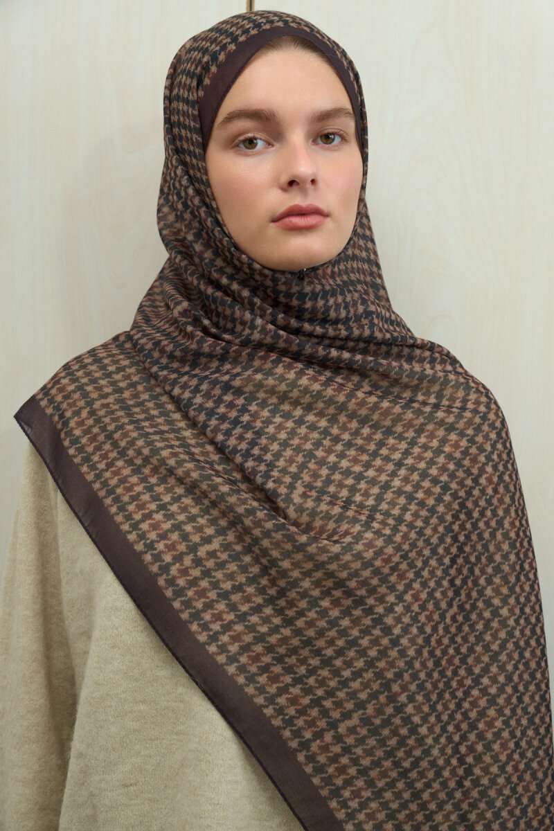 Kazayağı Rami Şal - Kahve - 3