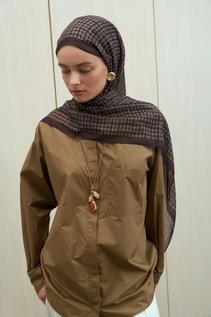 Kazayağı Soft Pamuk Şal - Acı Kahve - 4