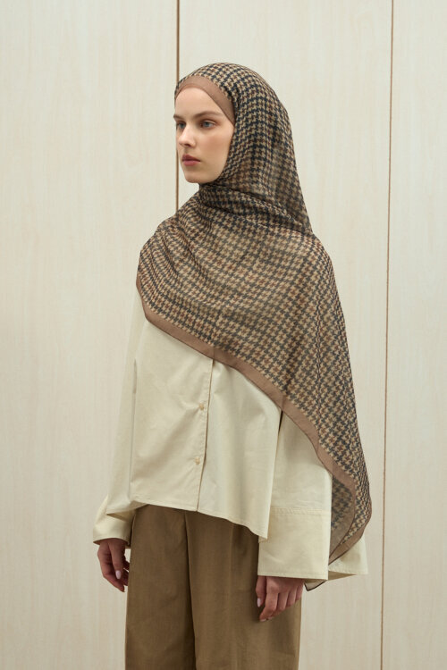 Kazayağı Soft Pamuk Şal - Haki 