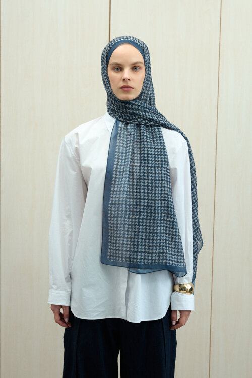 Kazayağı Soft Pamuk Şal - İndigo 