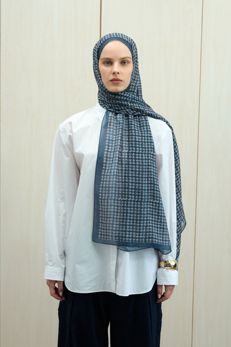 Kazayağı Soft Pamuk Şal - İndigo - 1