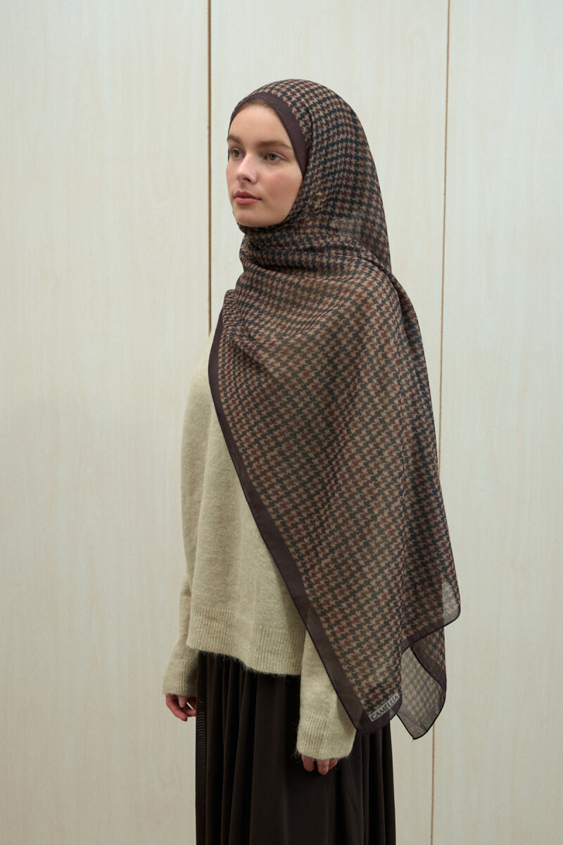 Kazayağı Soft pamuk Şal - Kahve - 1