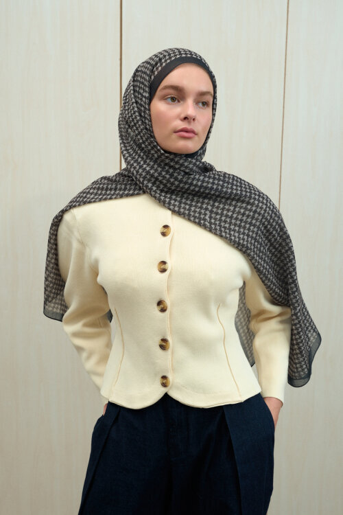 Kazayağı Soft Pamuk Şal - Siyah 