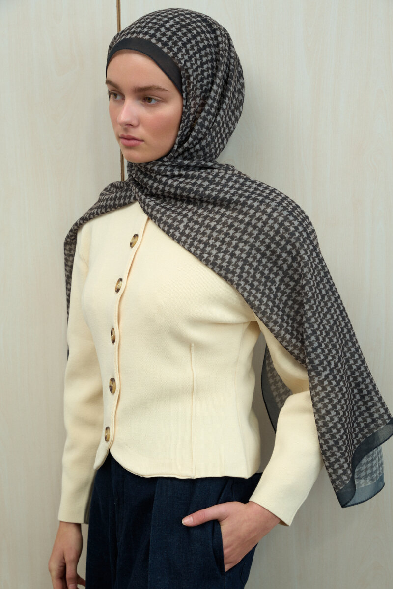 Kazayağı Soft Pamuk Şal - Siyah - 4