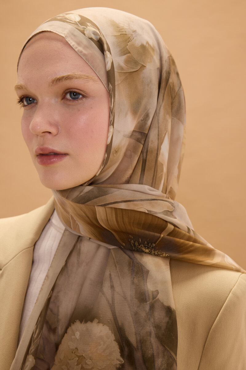 Larissa İpek Krep Şal - Bej - 4