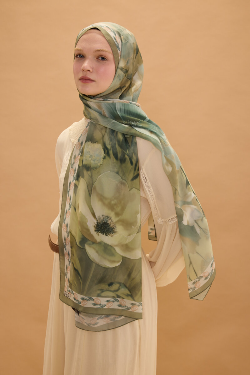 Larissa İpek Krep Şal - Çağla - 1