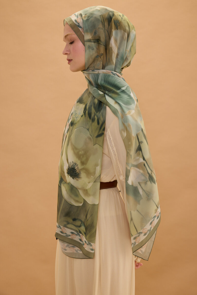 Larissa İpek Krep Şal - Çağla - 3