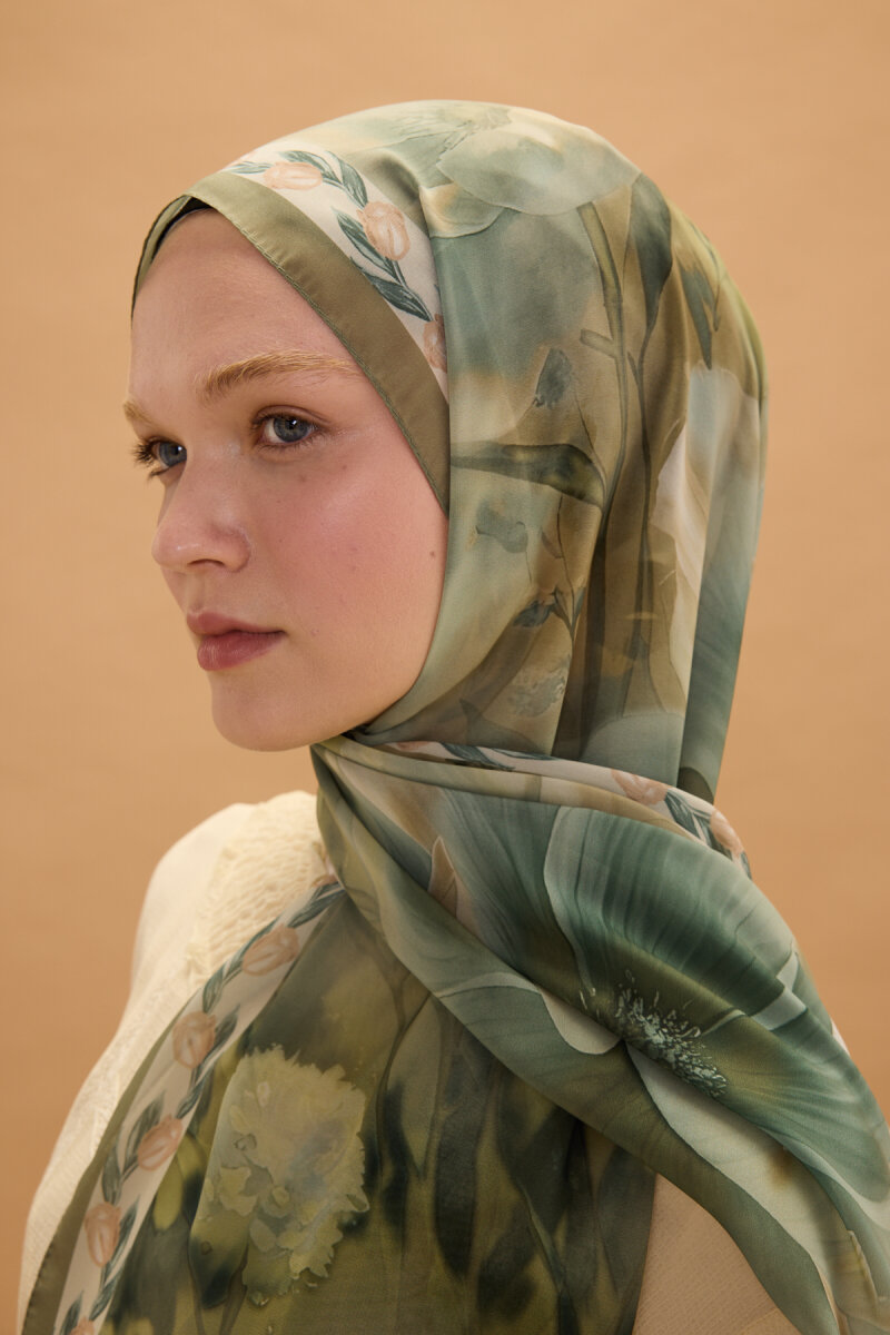 Larissa İpek Krep Şal - Çağla - 4