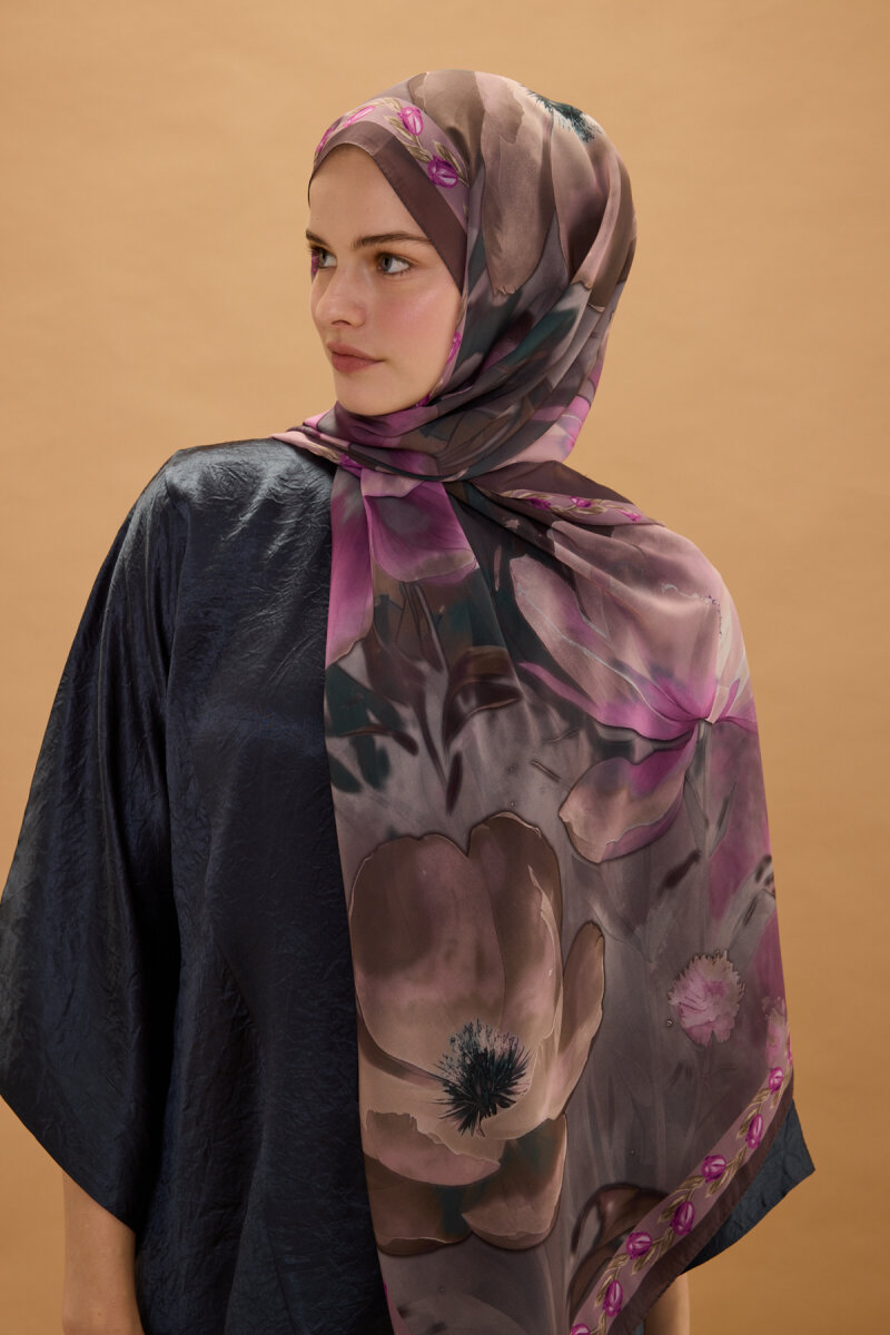 Larissa İpek Krep Şal - İncir - 3