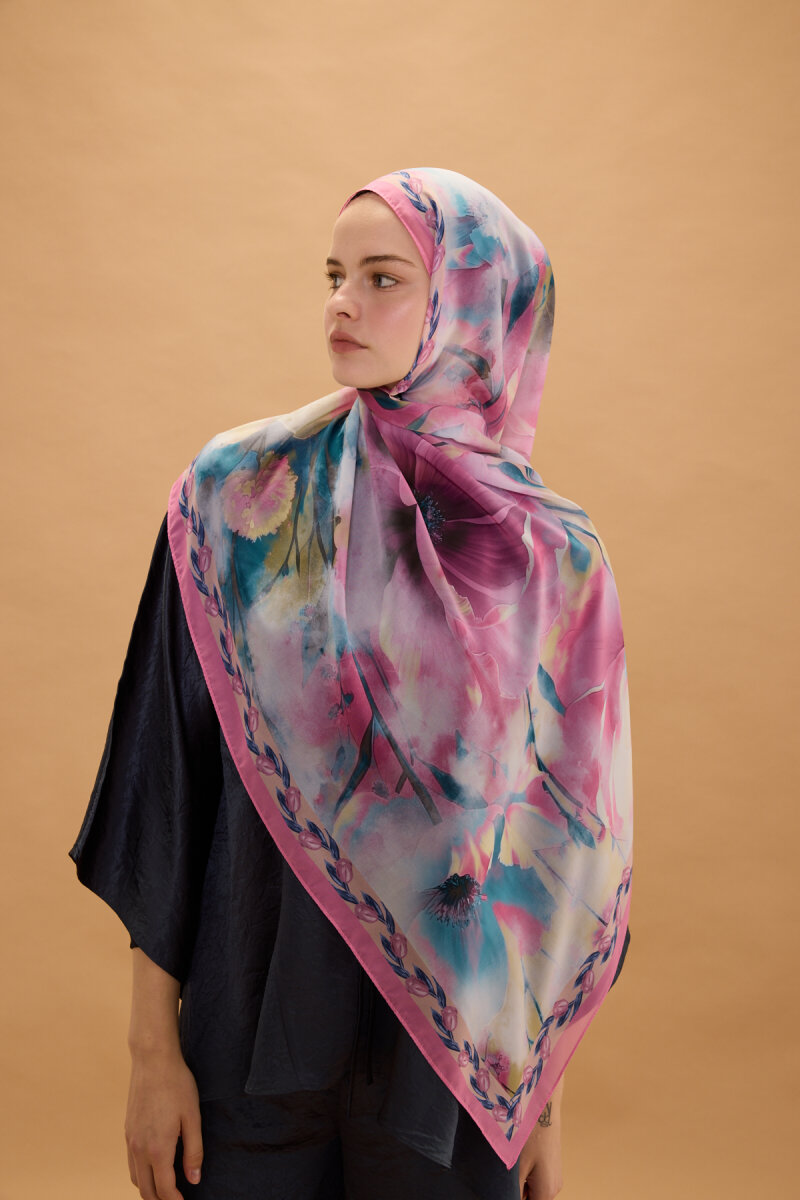 Larissa İpek Krep Şal - Pembe - 3