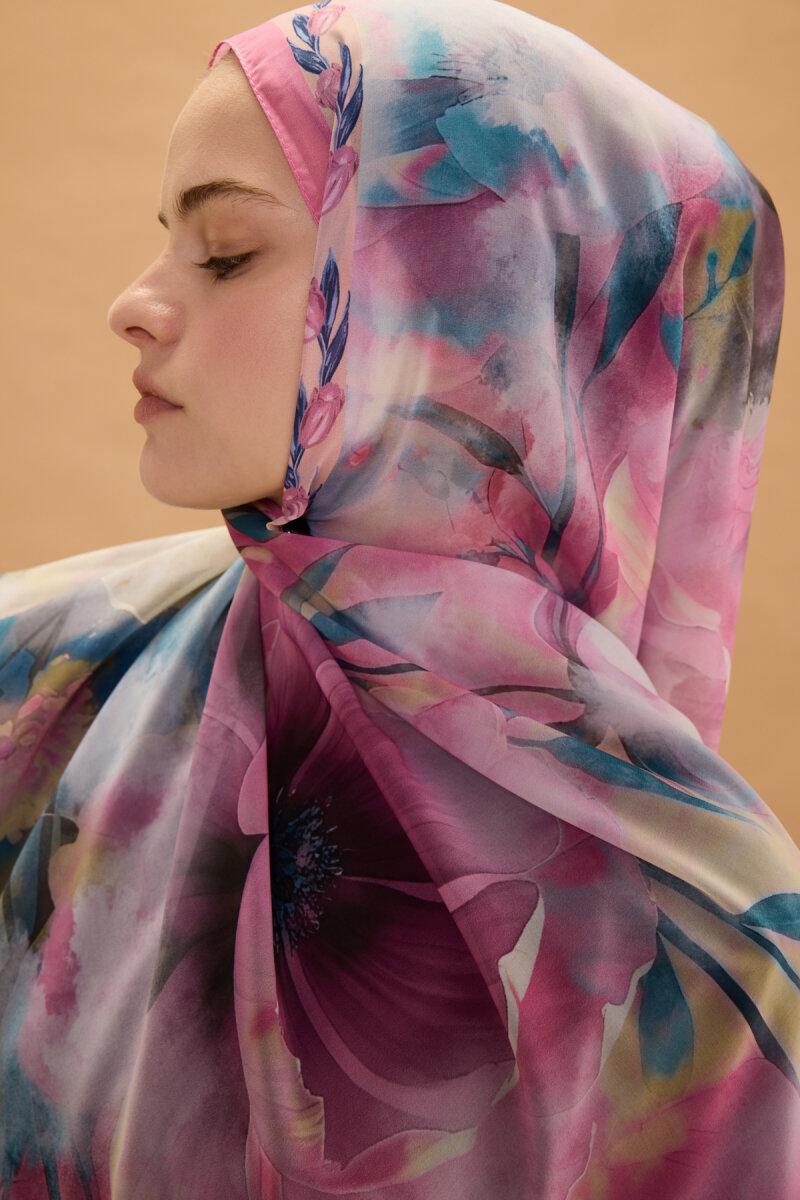 Larissa İpek Krep Şal - Pembe - 4