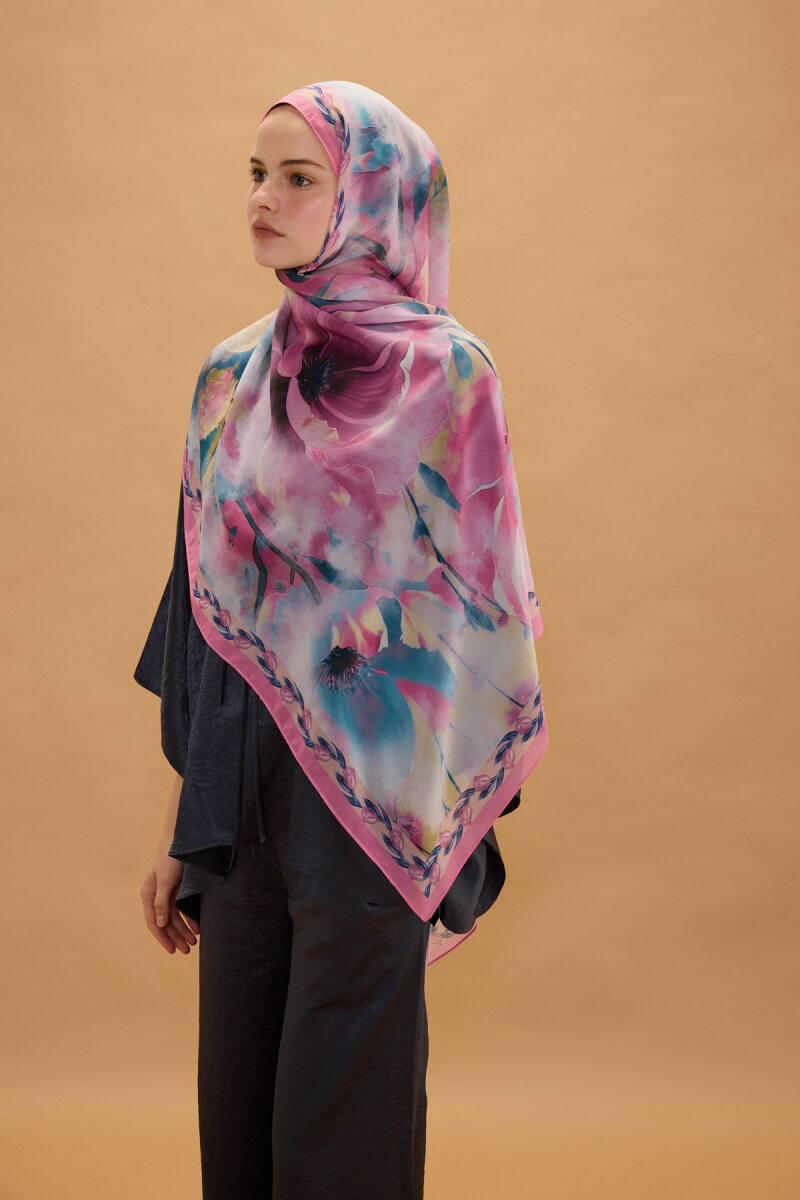 Larissa İpek Krep Şal - Pembe - 2