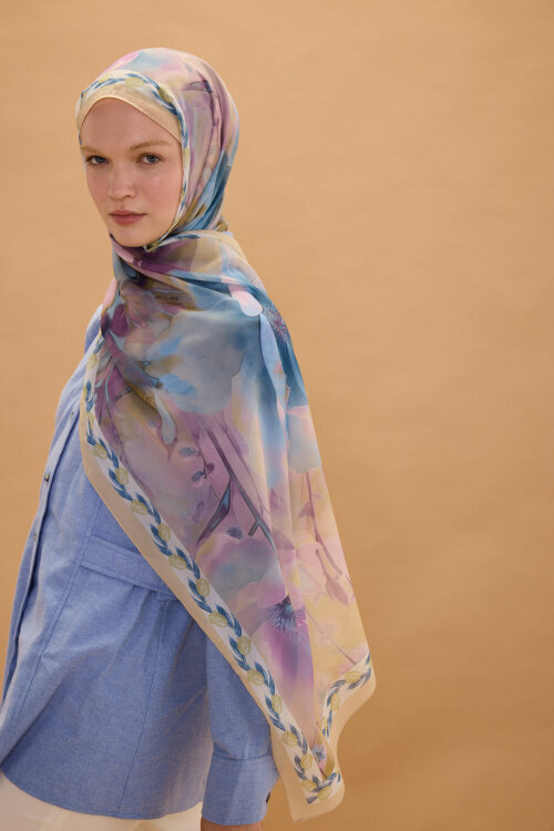 Larissa İpek Krep Şal - Sarı - Camellia Scarfs (1)