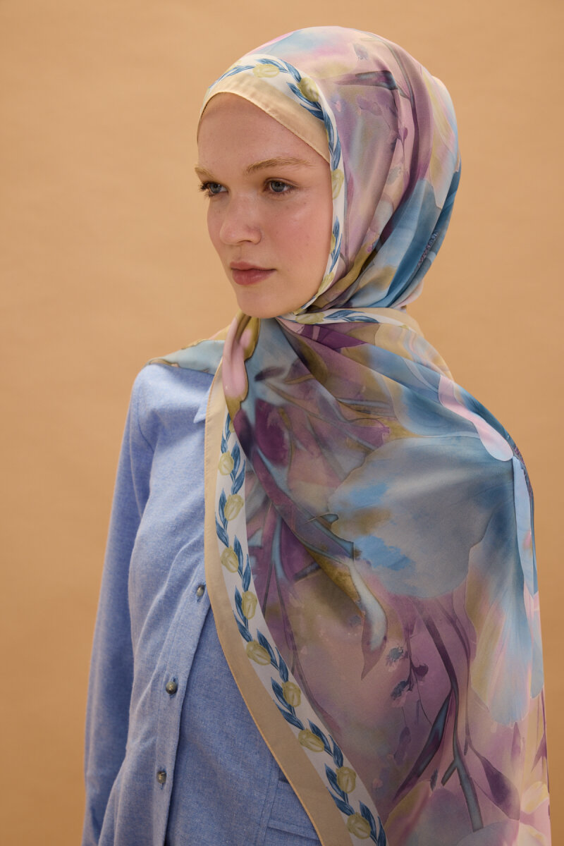 Larissa İpek Krep Şal - Sarı - 3