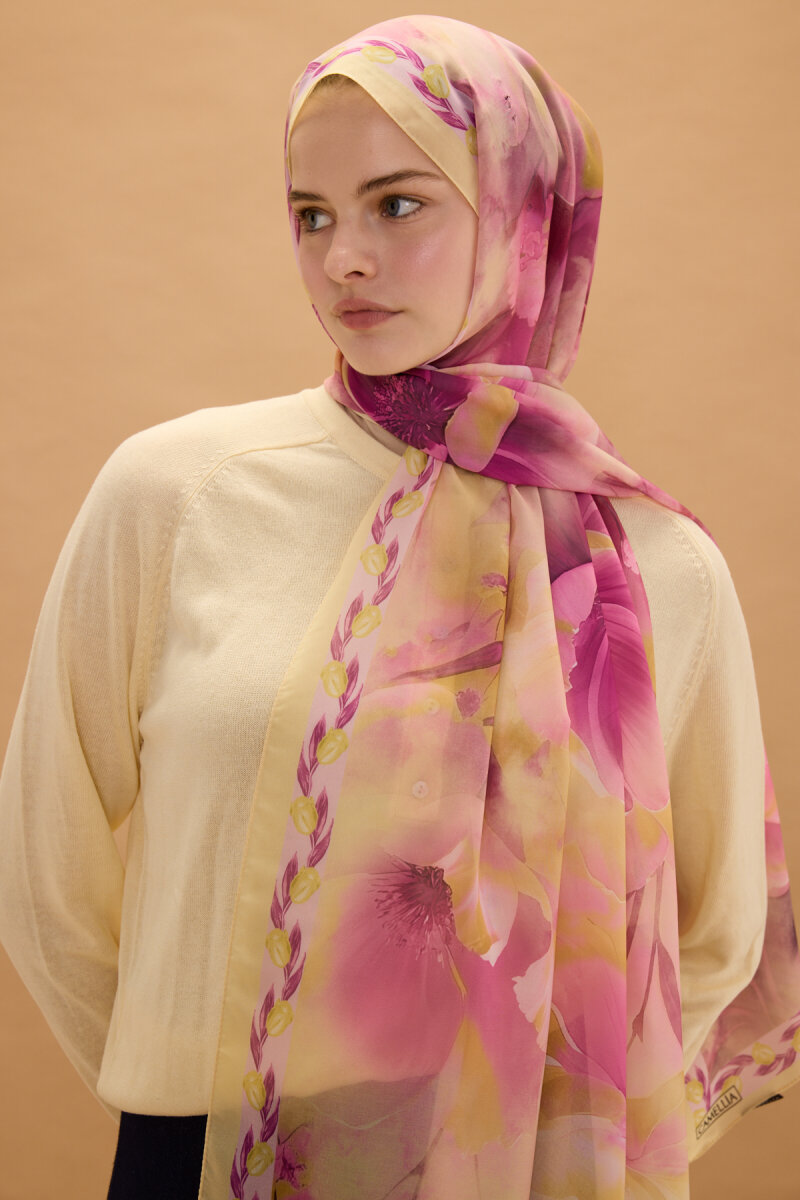 Larissa İpek Krep Şal - Şeftali - 4