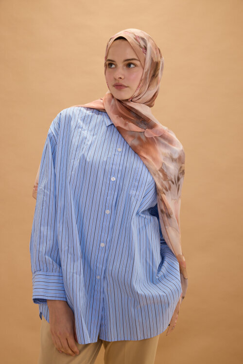 Larissa İpek Krep Şal - Somon - Camellia Scarfs (1)