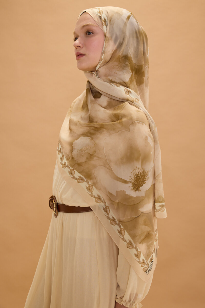 Larissa İpek Krep Şal - Tereyağ Sarısı - 3