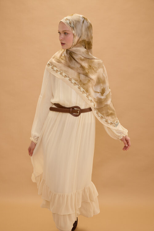 Larissa İpek Krep Şal - Tereyağ Sarısı - Camellia Scarfs (1)