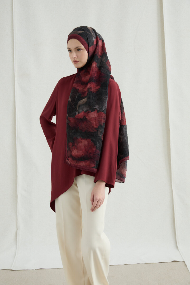 Libre Müslin Şal - Bordo - 1