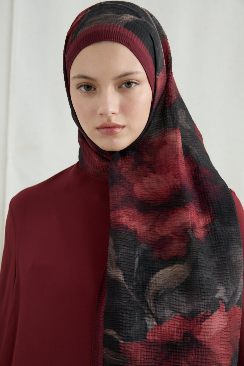 Libre Müslin Şal - Bordo - 4