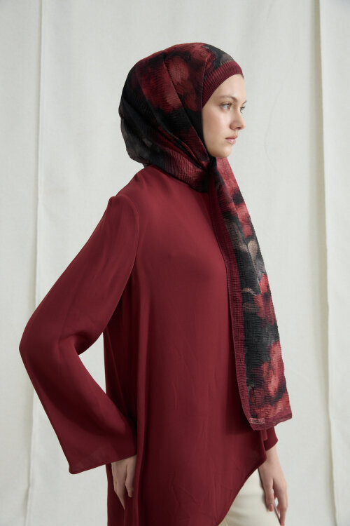 Libre Müslin Şal - Bordo - Camellia Scarfs (1)