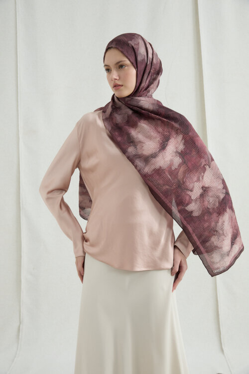 Libre Müslin Şal - Gül Kurusu - Camellia Scarfs (1)