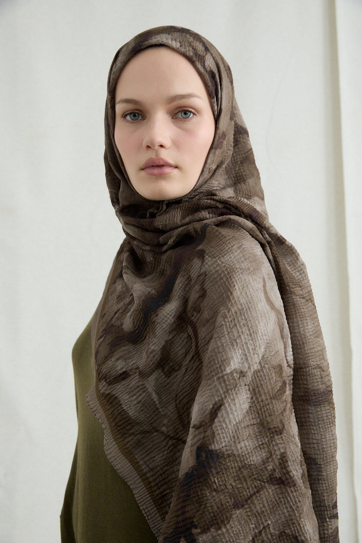 Libre Müslin Şal - Haki - Camellia Scarfs (1)