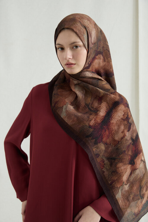 Libre Müslin Şal - Kahve - Camellia Scarfs (1)