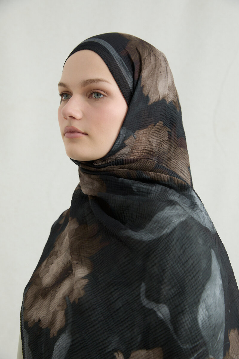 Libre Müslin Şal - Siyah Bej - 4