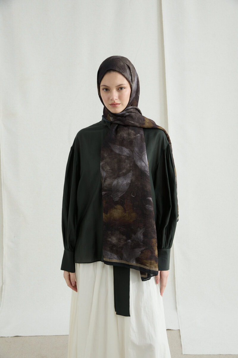 Libre Müslin Şal - Siyah Haki - 1