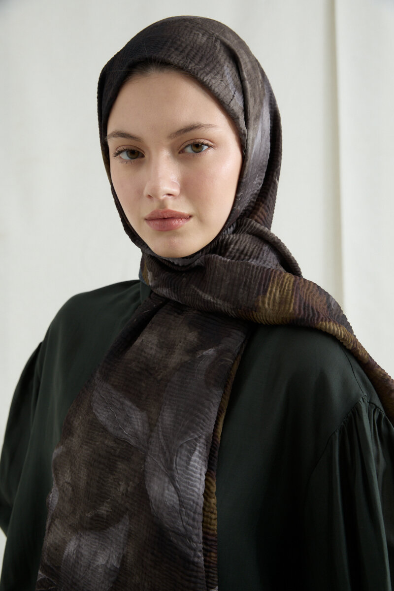 Libre Müslin Şal - Siyah Haki - 4