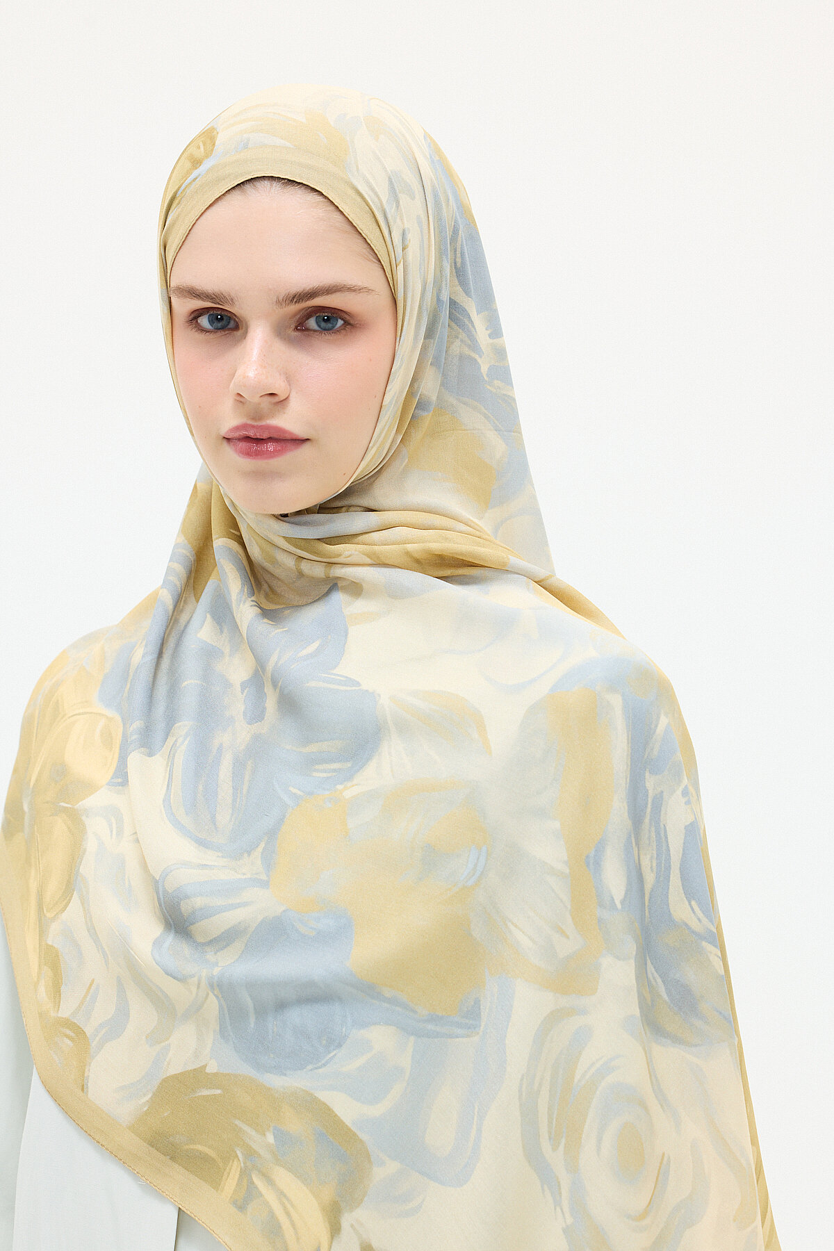 Liora Rami Şal - Sarı-Gri - Camellia Scarfs
