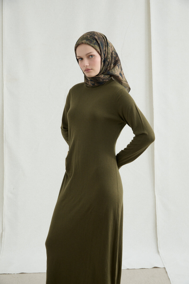 Lisa Pamuk Viskon Eşarp - Haki - 1